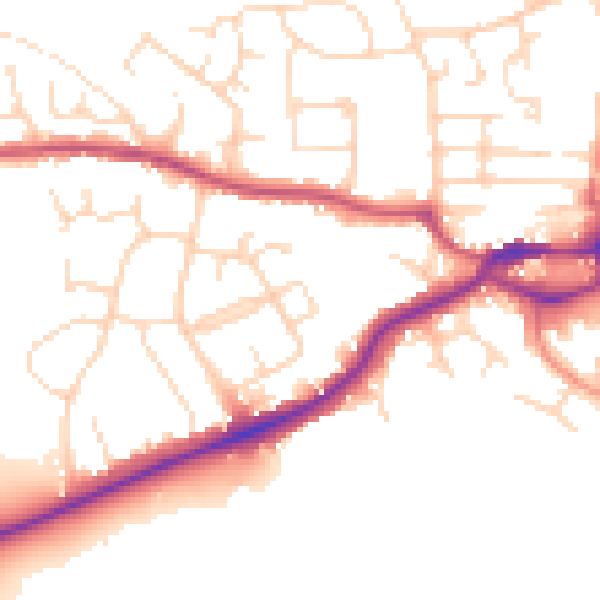 Daytime road noise heatmap for S43 1AN
