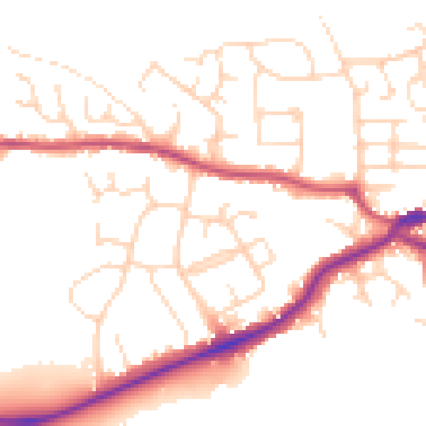 Daytime road noise heatmap for S43 1AW