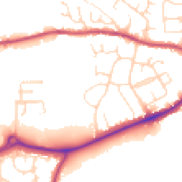 Daytime road noise heatmap for S43 1AZ