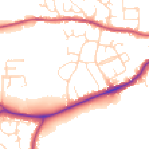 Daytime road noise heatmap for S43 1BA