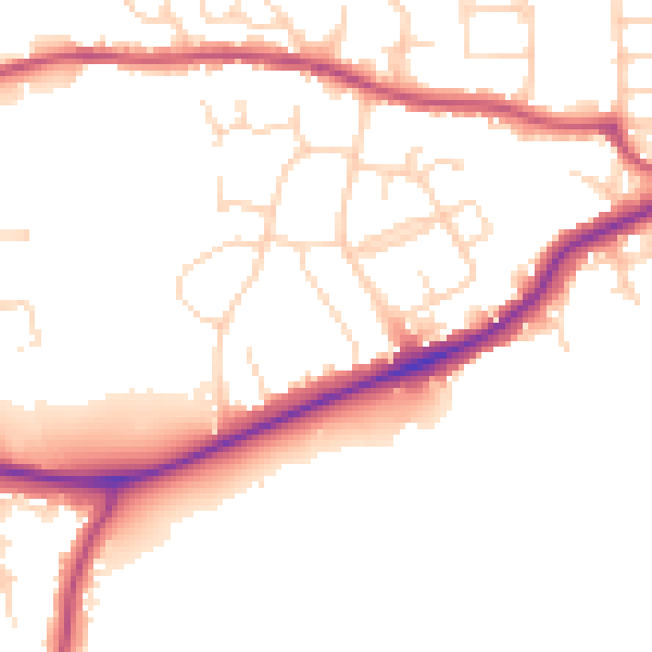 Daytime road noise heatmap for S43 1BD