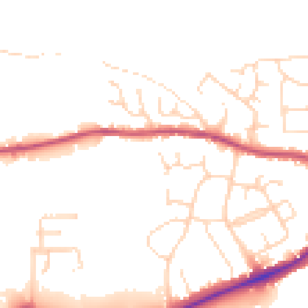 Daytime road noise heatmap for S43 1BN