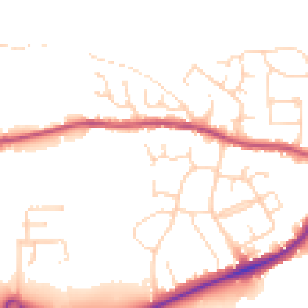 Daytime road noise heatmap for S43 1BS
