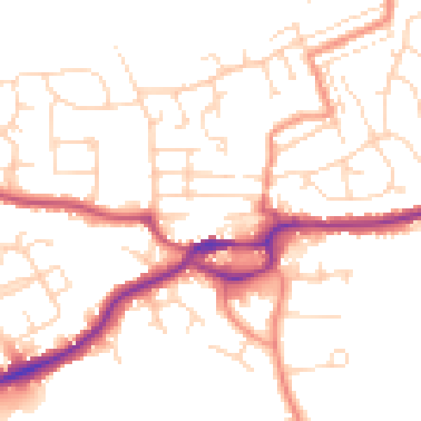 Daytime road noise heatmap for S43 1DD