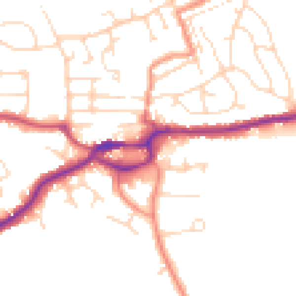 Daytime road noise heatmap for S43 1DE