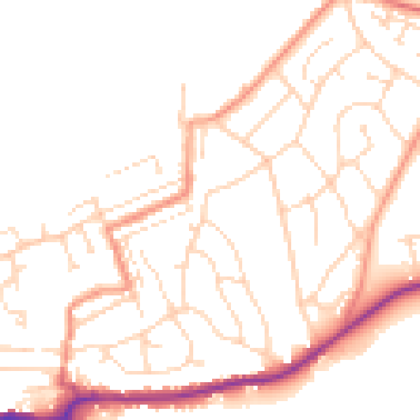 Daytime road noise heatmap for S43 1DN