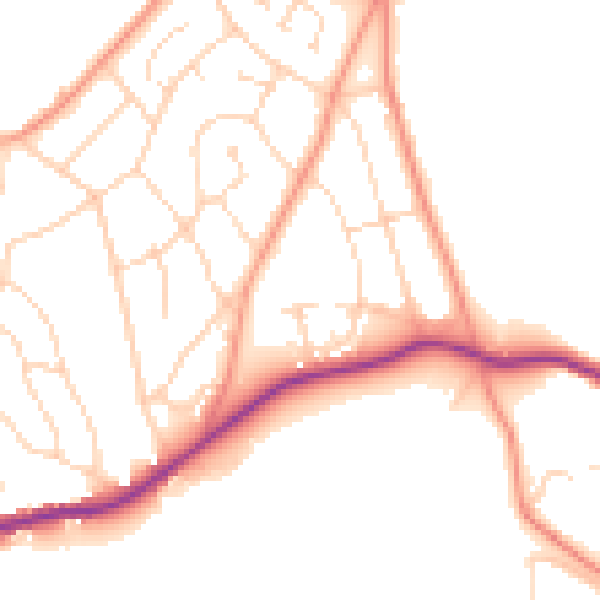 Daytime road noise heatmap for S43 2JD