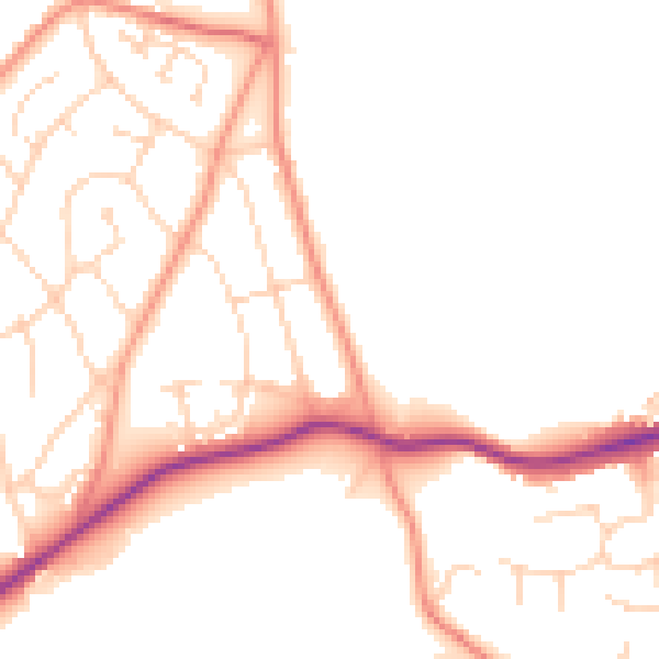 Daytime road noise heatmap for S43 2JN
