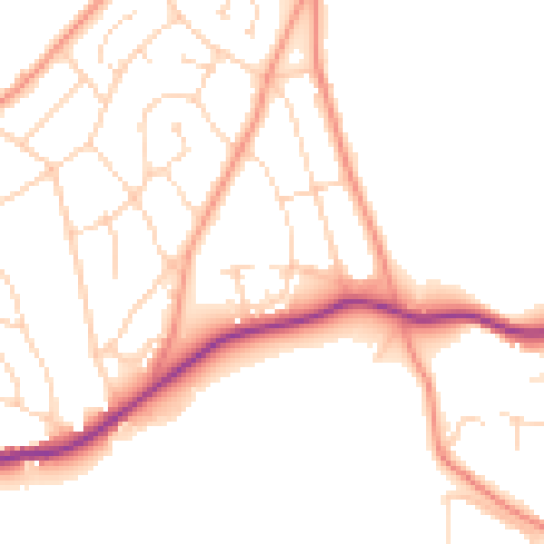 Daytime road noise heatmap for S43 2JS