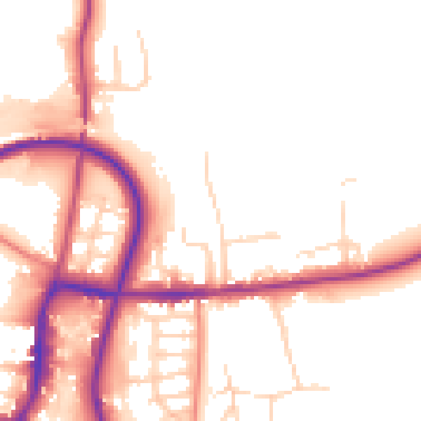 Daytime road noise heatmap for S43 3AJ