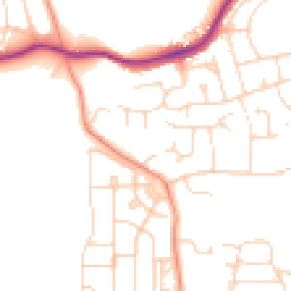 Daytime road noise heatmap for S43 3AL