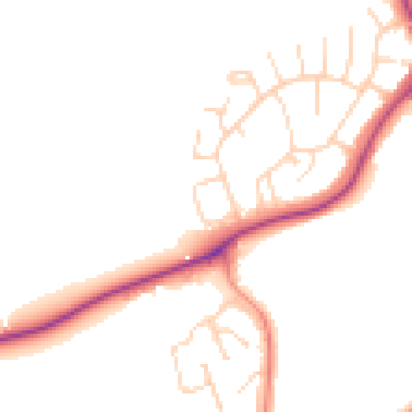 Daytime road noise heatmap for S43 3AQ