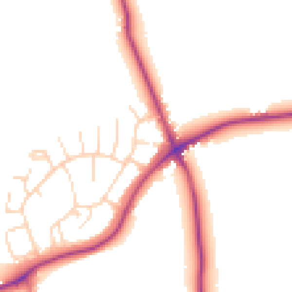 Daytime road noise heatmap for S43 3BD