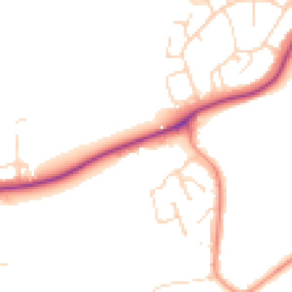 Daytime road noise heatmap for S43 3BN