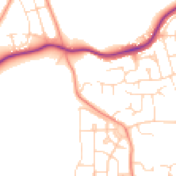 Daytime road noise heatmap for S43 3JD