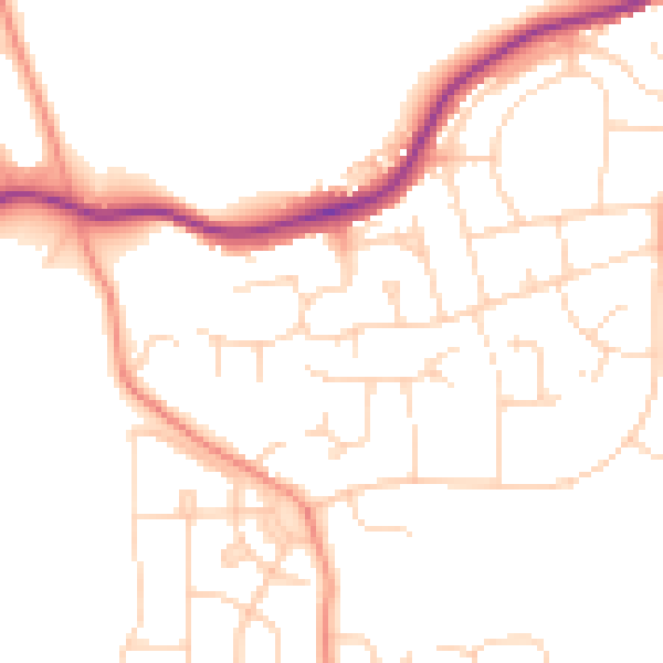 Daytime road noise heatmap for S43 3NY