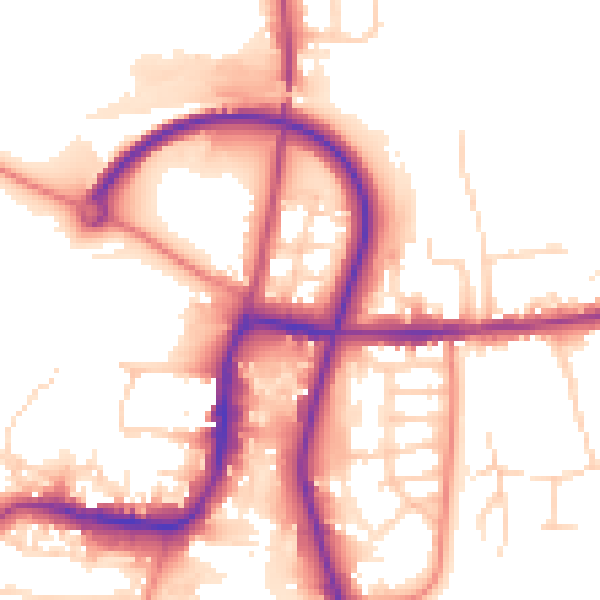 Daytime road noise heatmap for S43 3YW