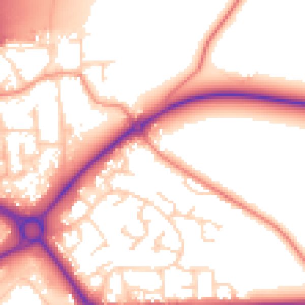 Daytime road noise heatmap for S43 4EN