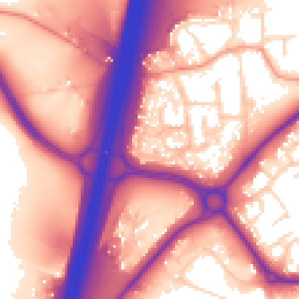 Daytime road noise heatmap for S43 4JE