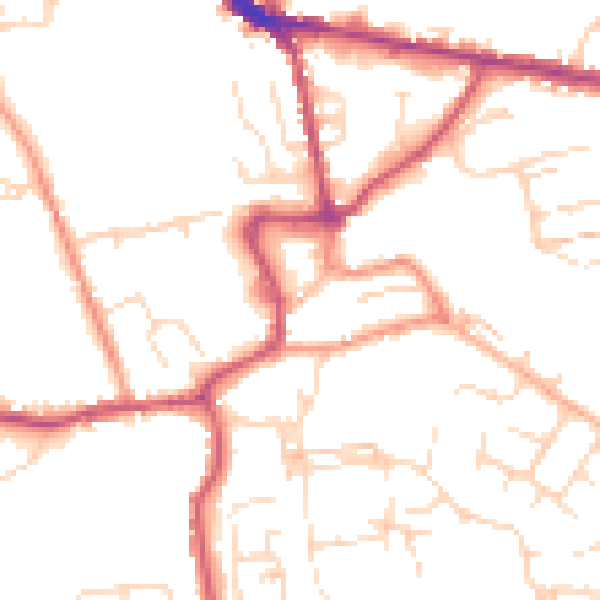 Daytime road noise heatmap for S43 4JN