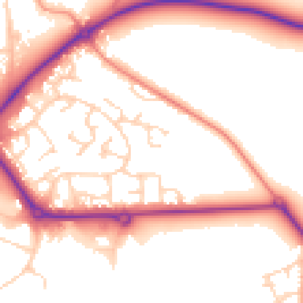Daytime road noise heatmap for S43 4XB