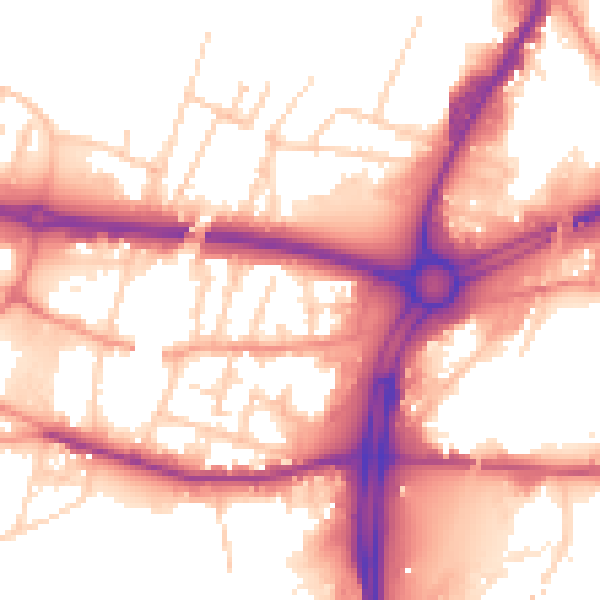 Daytime road noise heatmap for S60 1LW