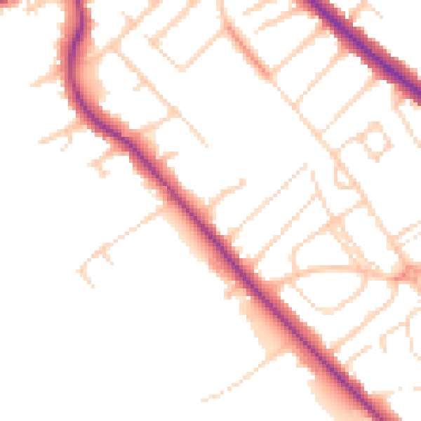 Daytime road noise heatmap for S60 2BQ