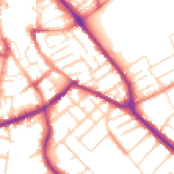 Daytime road noise heatmap for S60 2NW