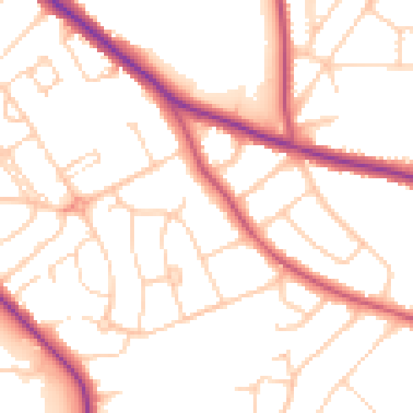 Daytime road noise heatmap for S60 3EJ