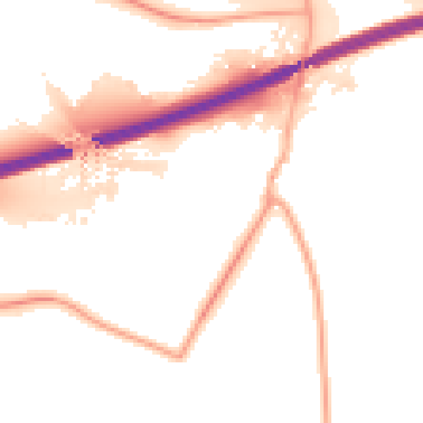 Night-time road noise heatmap for S60 5SY