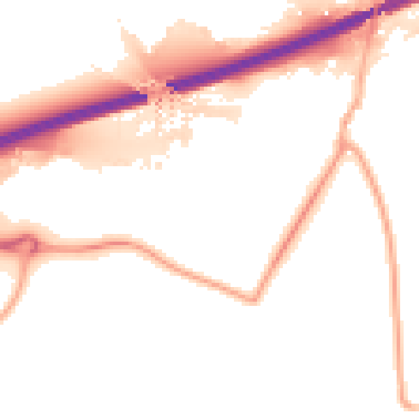 Night-time road noise heatmap for S60 5TE