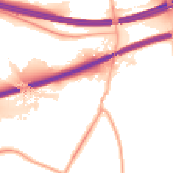 Night-time road noise heatmap for S60 5TN
