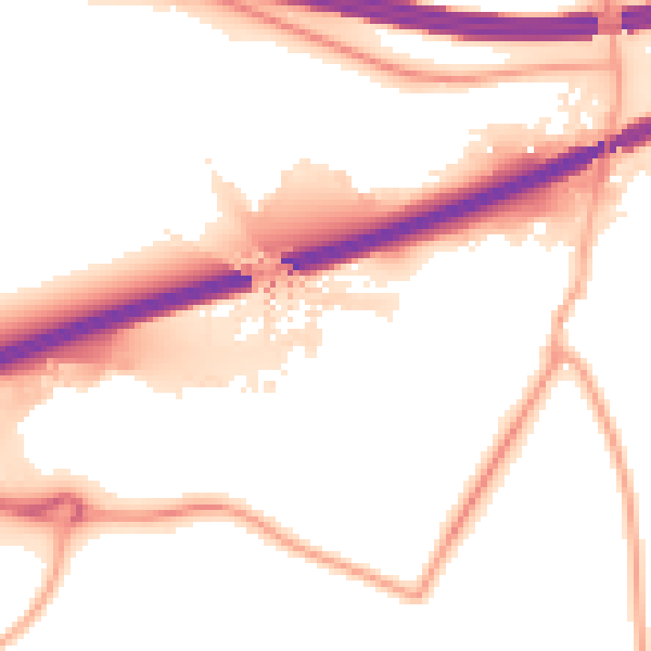 Night-time road noise heatmap for S60 5UW