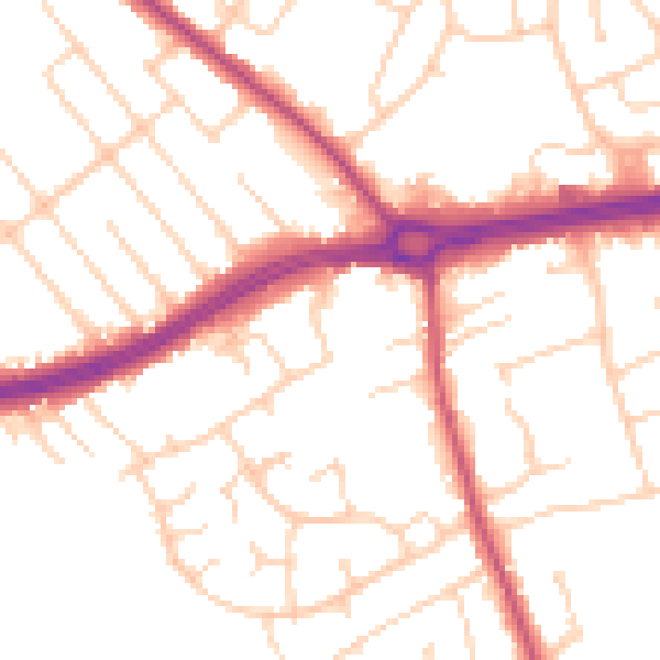 Daytime road noise heatmap for S66 1AB