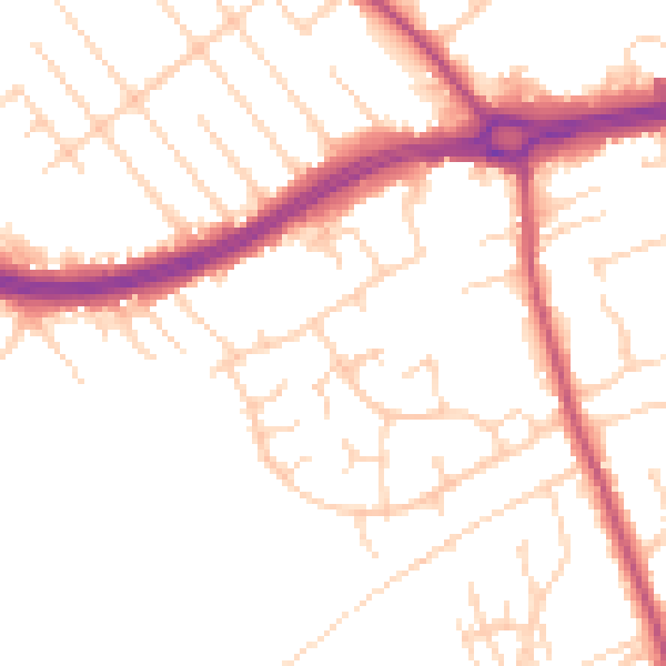 Daytime road noise heatmap for S66 1BE