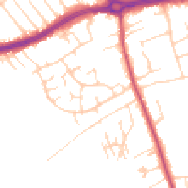Daytime road noise heatmap for S66 1DT