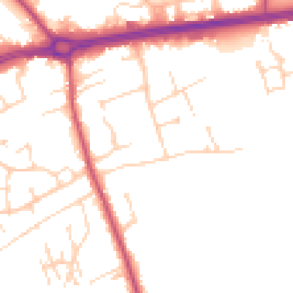 Daytime road noise heatmap for S66 1JB