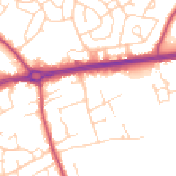 Daytime road noise heatmap for S66 1JN