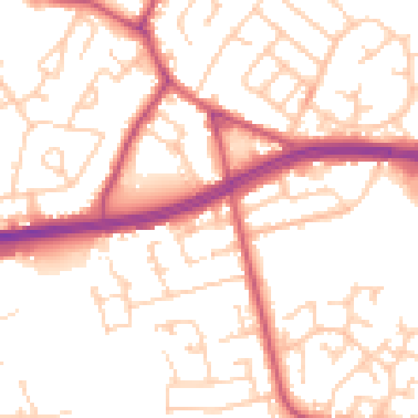 Daytime road noise heatmap for S66 1TQ