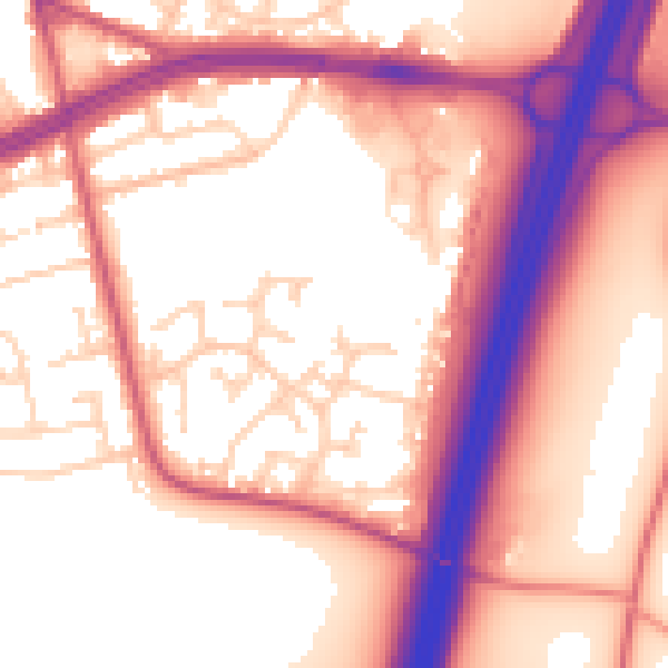 Daytime road noise heatmap for S66 1WW