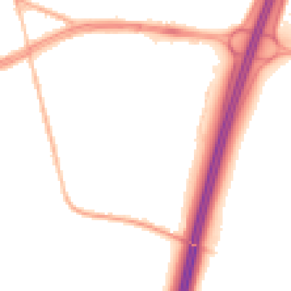 Night-time road noise heatmap for S66 1WW