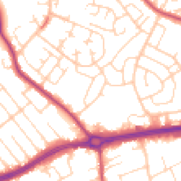 Daytime road noise heatmap for S66 2HJ