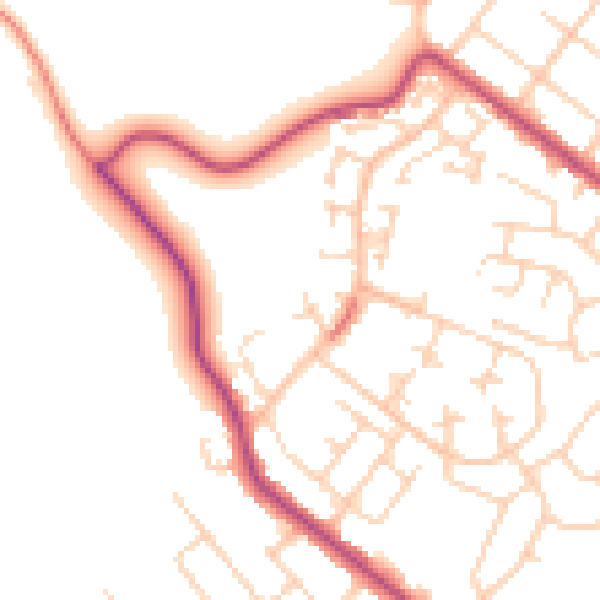 Daytime road noise heatmap for S66 2JB