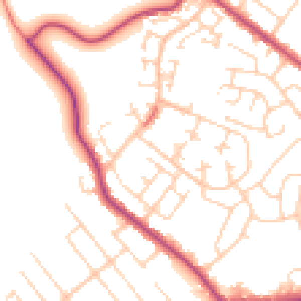 Daytime road noise heatmap for S66 2JD