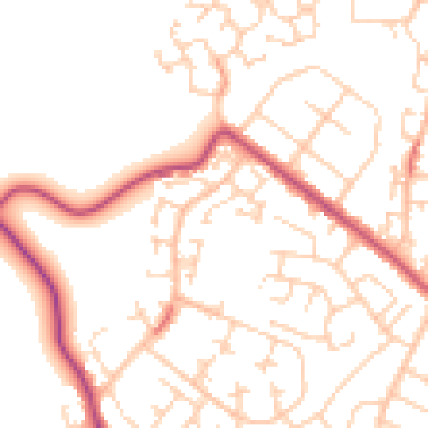 Daytime road noise heatmap for S66 2NJ