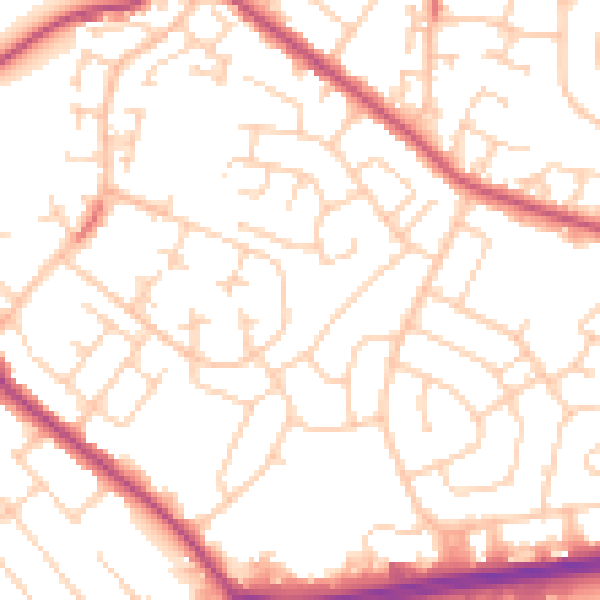 Daytime road noise heatmap for S66 2UZ