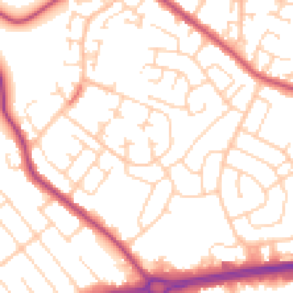 Daytime road noise heatmap for S66 2XJ