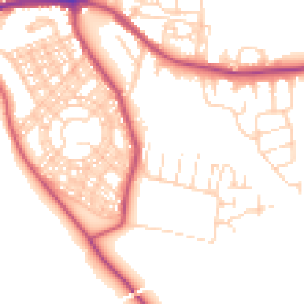 Daytime road noise heatmap for S66 7JW