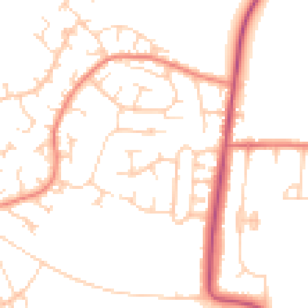 Daytime road noise heatmap for S66 8BQ