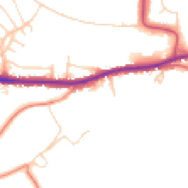 Daytime road noise heatmap for S66 8NL